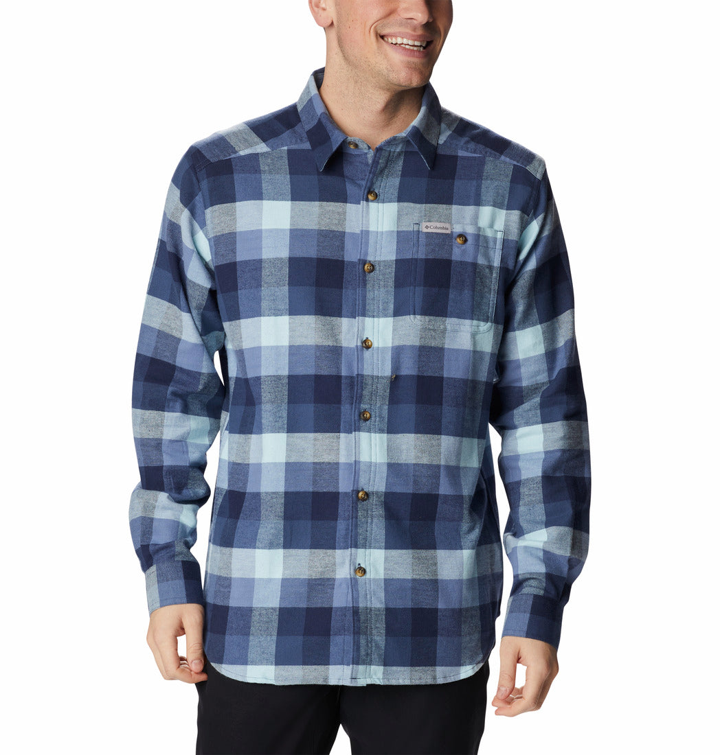Men's | Columbia | 1617951-482 | Cornell Woods™ Flannel Long Sleeve Shirt - Big | Dark Mountain Buffalo Check