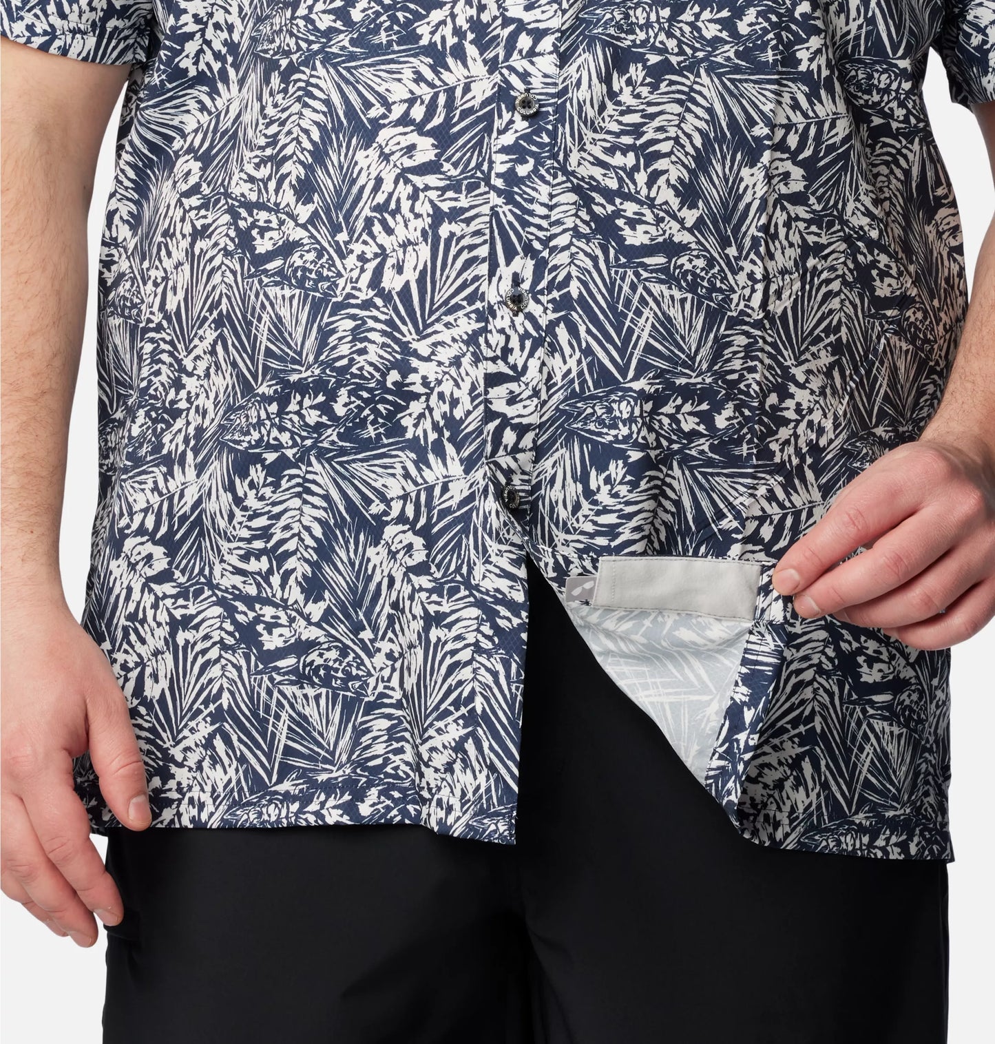 Men's | Columbia | 1653763 - 403 | PFG Super Slack Tide™ Camp Shirt – Big | Collegiate Navy Tunado Tonal