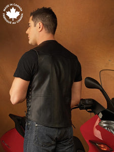 Men's | Bristol | 3372 | Leather Vest with Side Laces | Black
