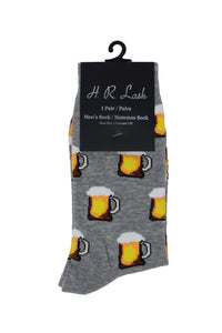 H. R. Lash | FS104 | Fun Socks | Grey  Beer
