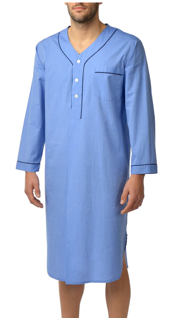 Men's | Majestic | 3034125 | Basic 100% Cotton Night Shirt | Blue