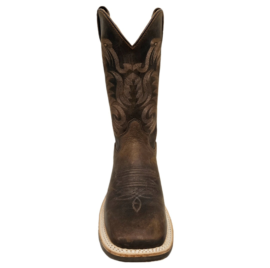 Men's | Old West | BSM1824 | Broad Square Toe Pull-On Embroidered Cowboy Boot | Brown