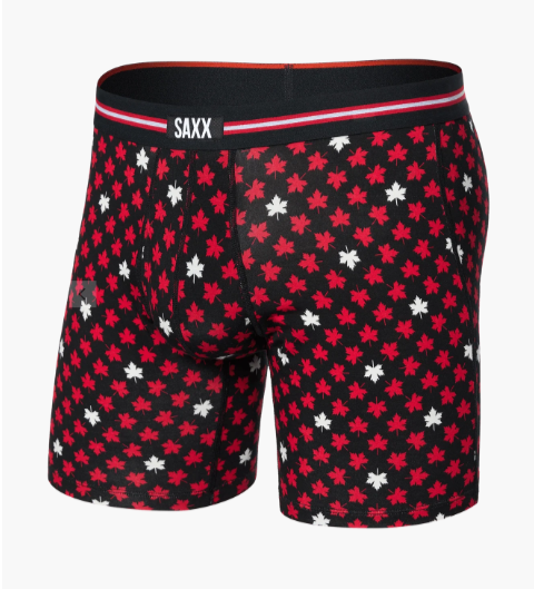 Men's | Saxx | SXVX24F | Vibe Xtra Soft Comfort Boxer Brief Fly | Maple Leaf / Black