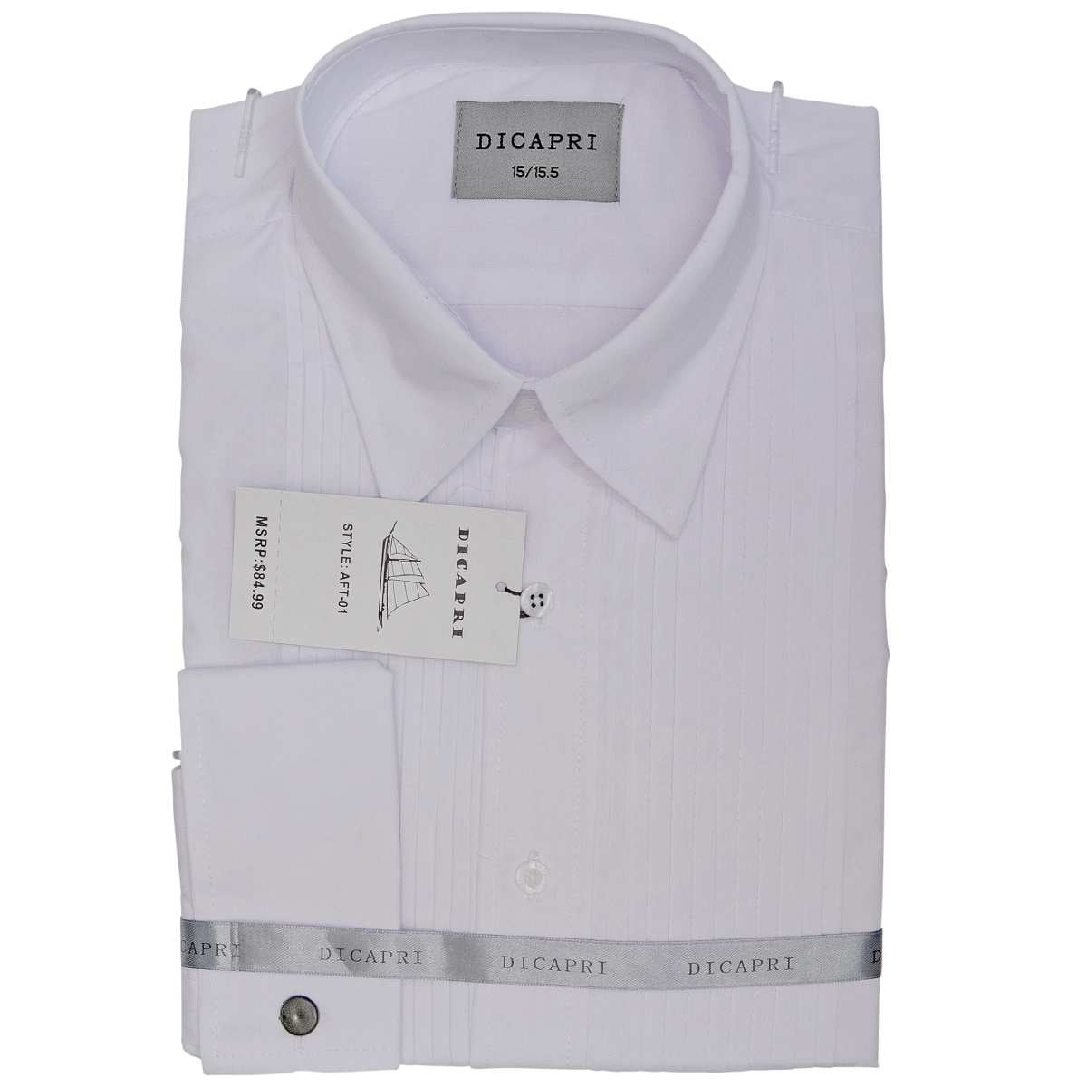 Men's | Dicapri | Pleated French Cuff Tuxedo Shirt | White