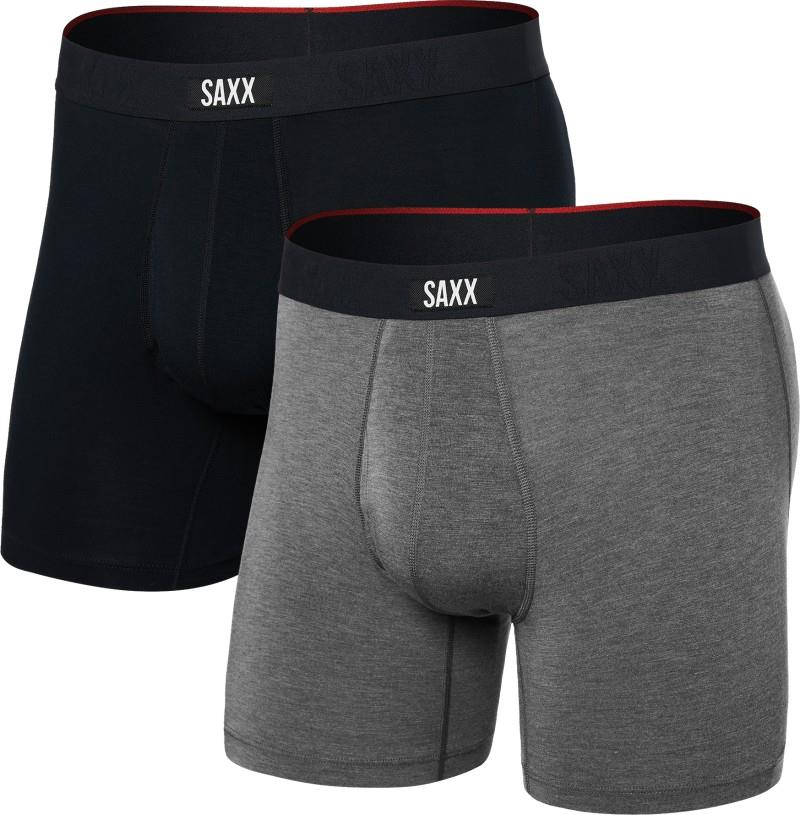 Men's | Saxx | SXPP2VX | 2 Pack | Vibe Xtra Soft Comfort Boxer | Black / Dark Grey Heather