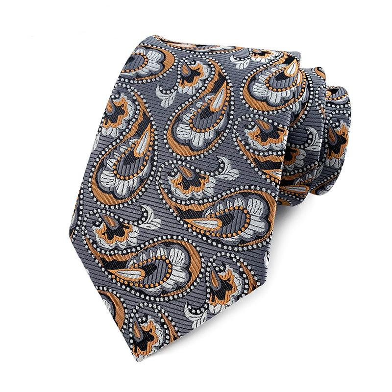 Men's | H. R. Lash Tie | YU-D01 | Grey/Orange Paisley