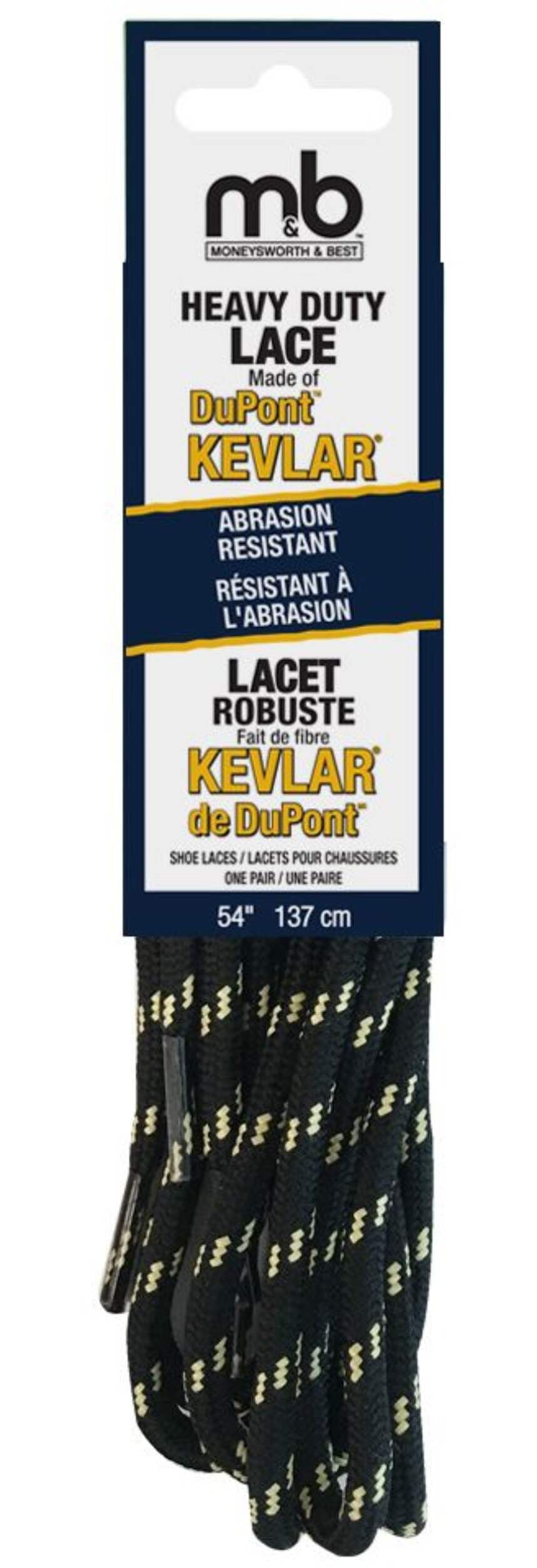 m & b | 24211 | Kevlar 72" Heavy Duty Lace | Black/Yellow