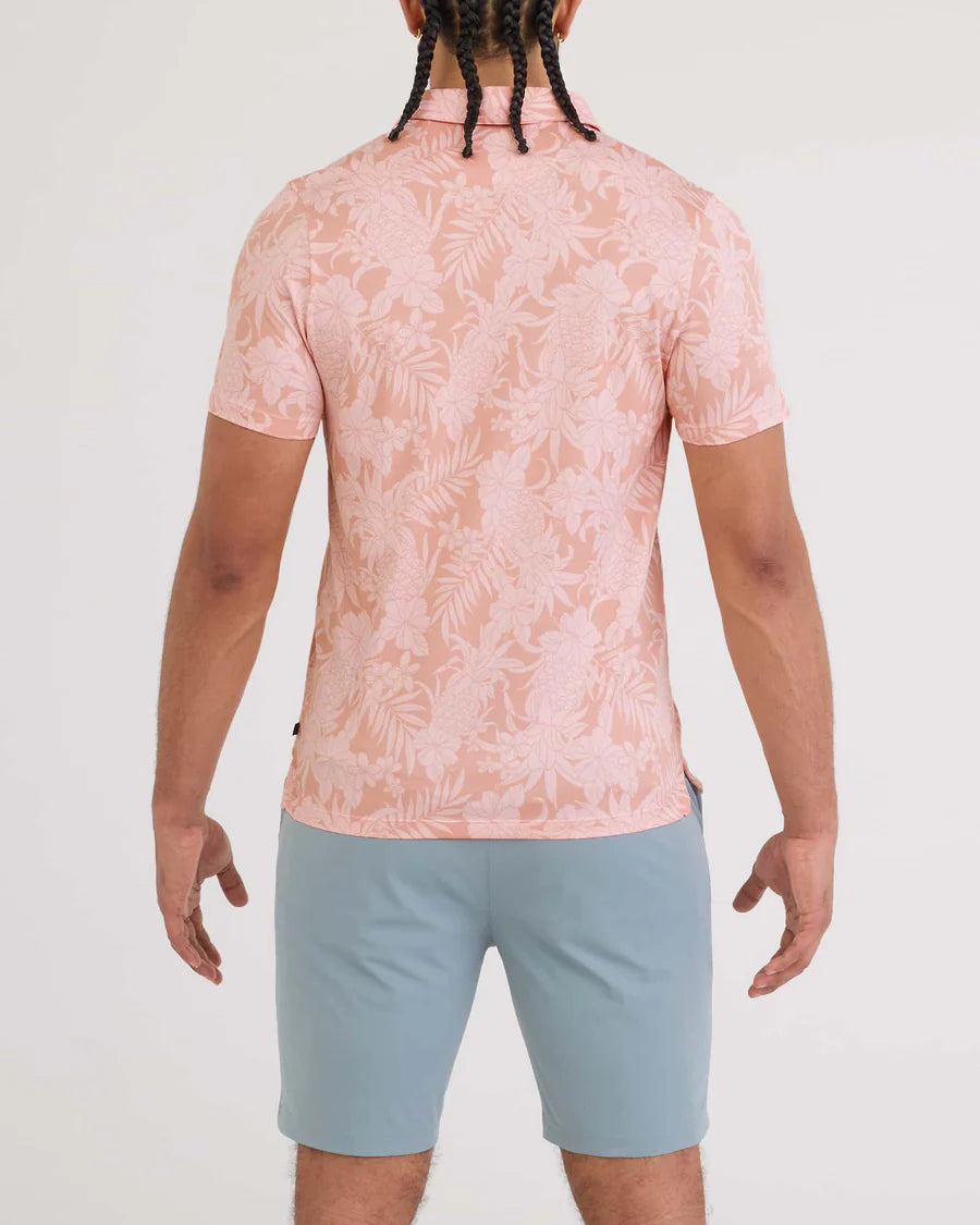 Men's | Saxx | SXDP30 | DropTemp® Dry UPF Performance Polo | Pineapple Tonal / Light Coral