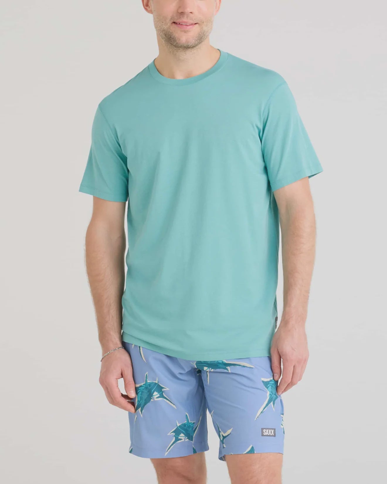 Men's | Saxx | SXTS82 | Drop Temp Cooling Cotton Crew Neck Short Sleeve | Sea Foam