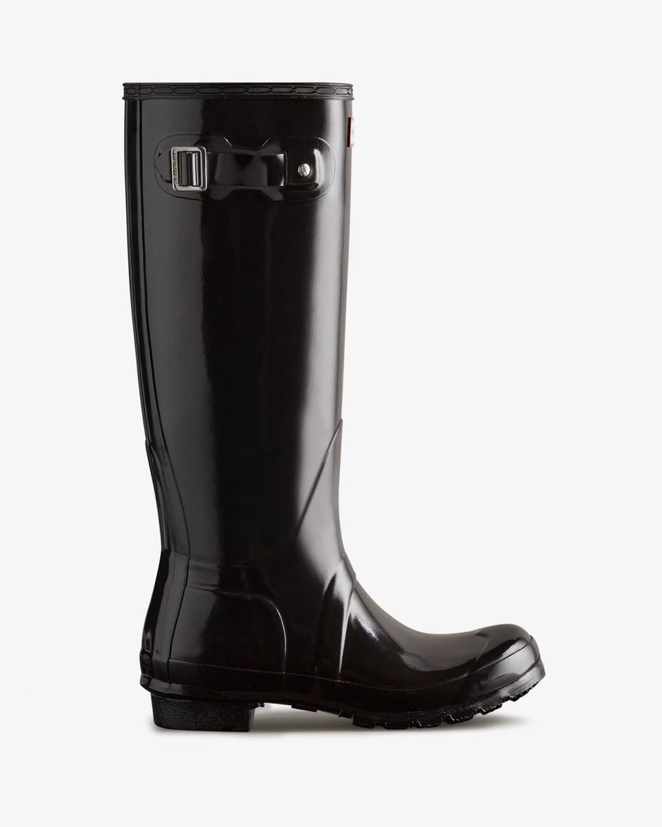 Womens tall black hunter top rain boots