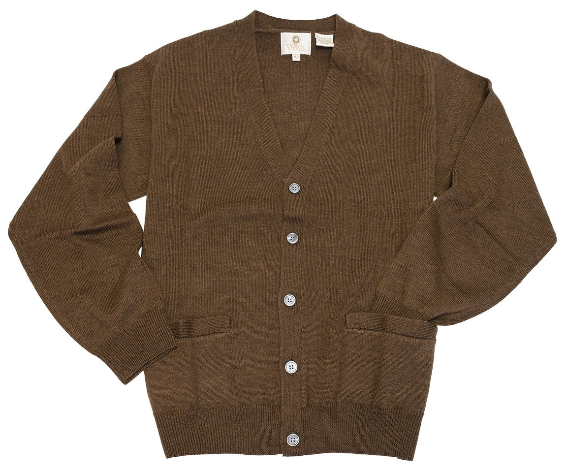 Men's | Viyella | 255610 | Basic Button Front Cardigan L/S | Brown Mel.