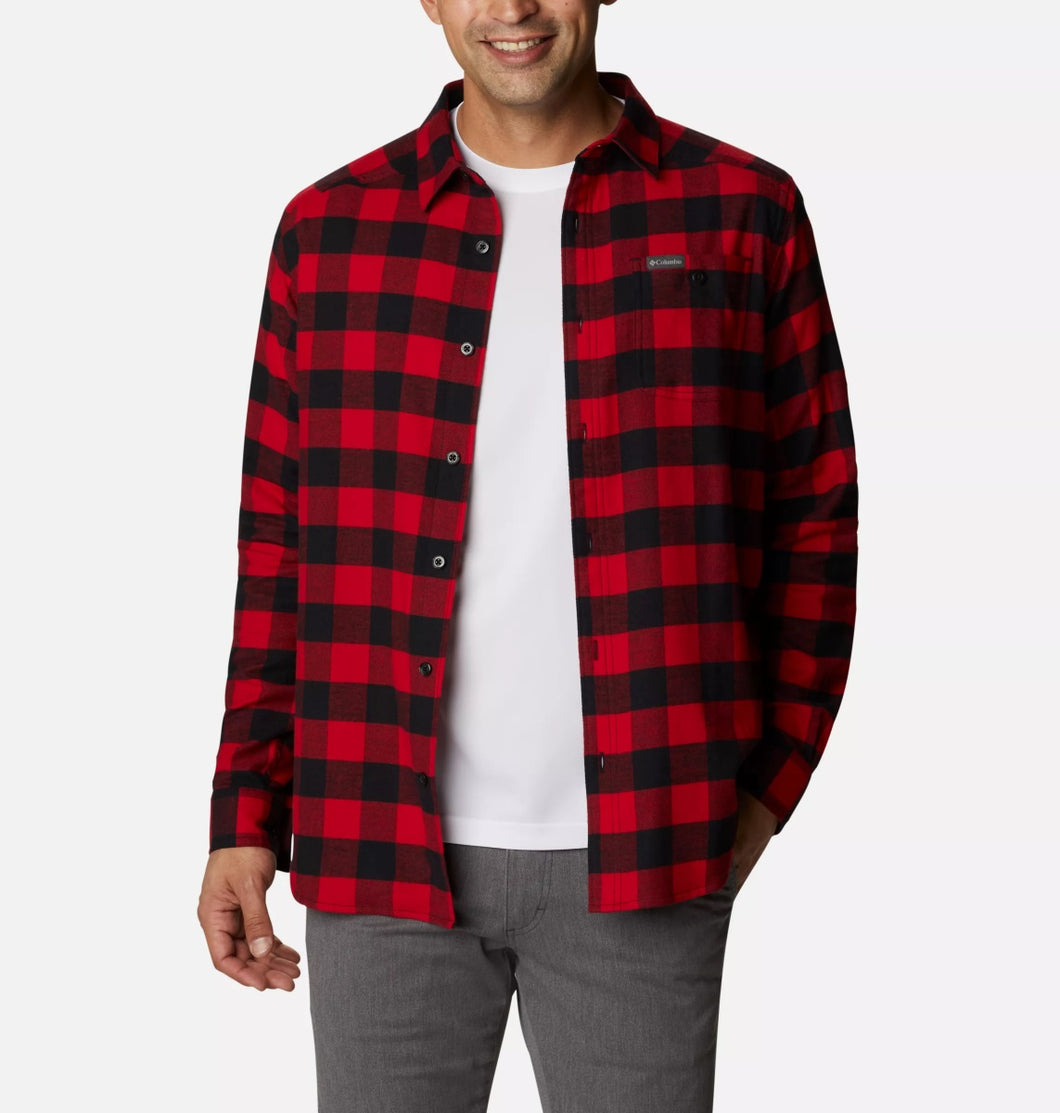 Men's | Columbia | AM1523-042 | Cornell Woods™ Fleece Flannel L/S Shirt | Mountain Red Buffalo Check