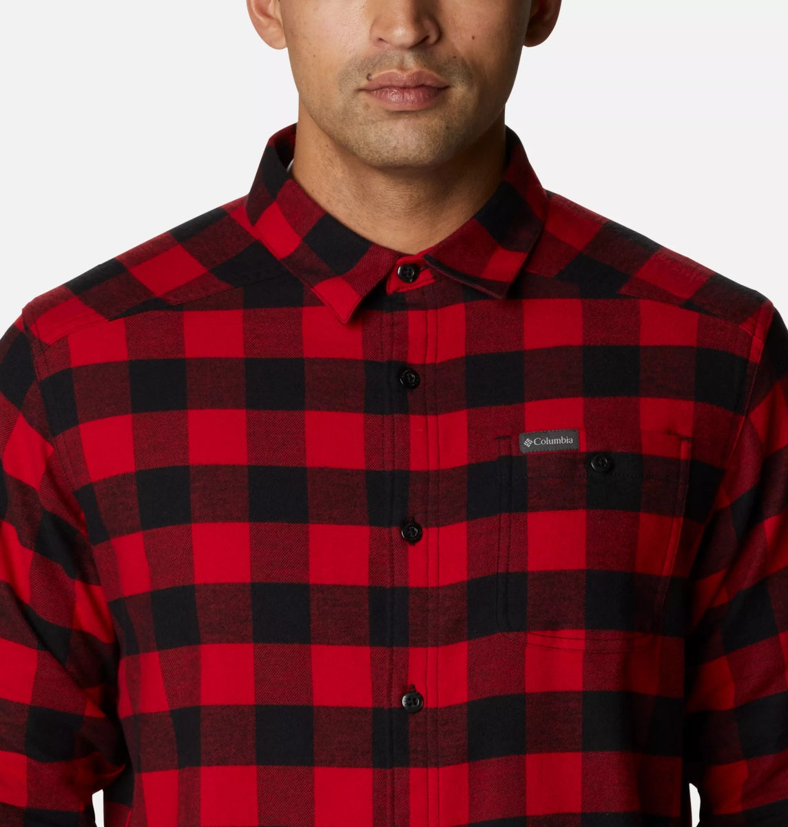 Men's | Columbia | AM1523-042 | Cornell Woods™ Fleece Flannel L/S Shirt | Mountain Red Buffalo Check