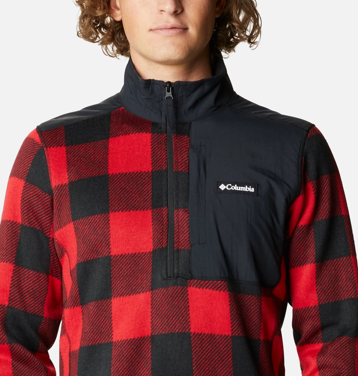 Men's | Columbia | 1955851-613 | Sweater Weather Printed Half Zip | Mountain Red Buffalo Print / Black