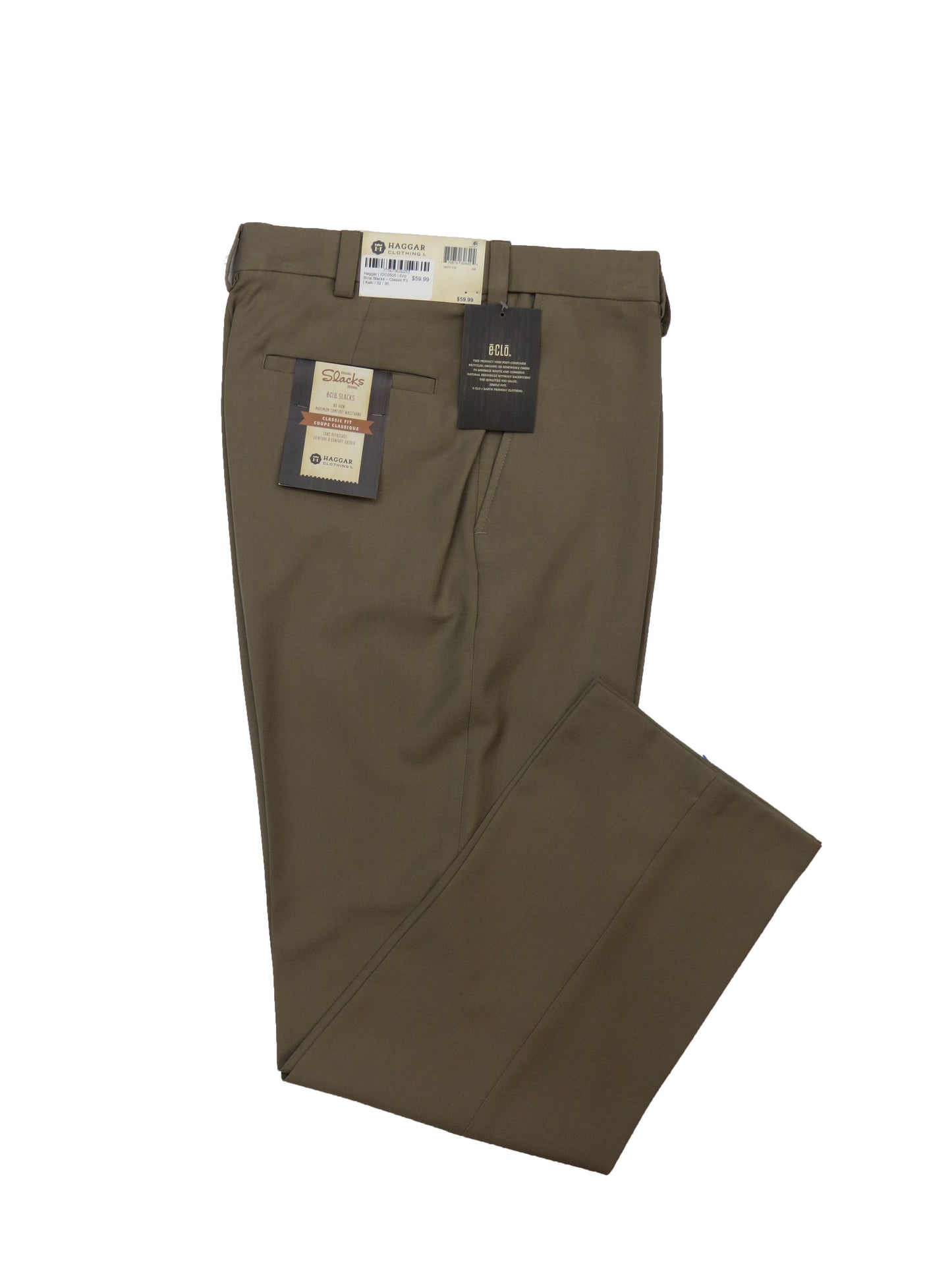 Haggar | IDC0500 | Eco Stria Slacks – Classic Fit | Kaki