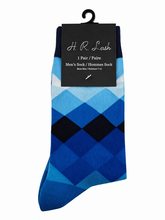 H.R. Lash | FS134 | Fun Socks | Blue Argyle