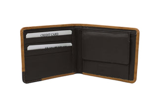 Men's | JBG International | 1008-9S | Wallet - RFID Slimfold with Coin Pocket | Light Brown Two Tone