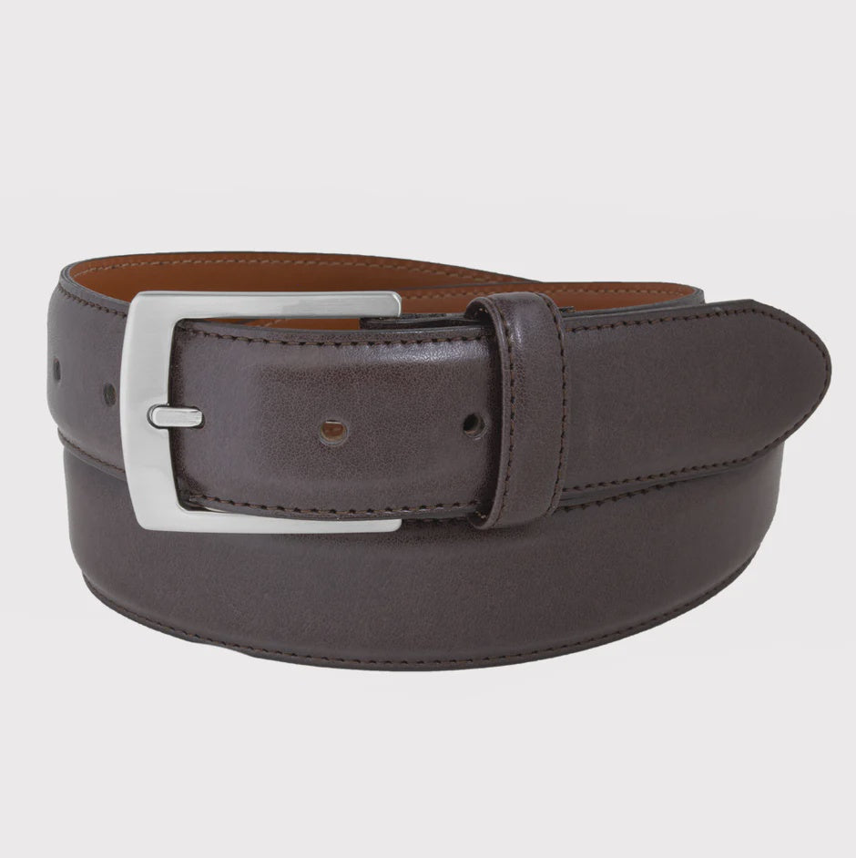Men's | Custom Leather | 10219-13 | 35mm Basic Stitched Dress Belt | Dark Brown