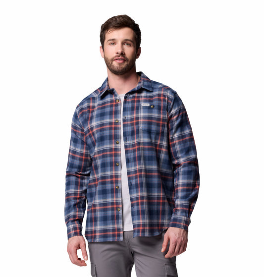 Men's | Columbia | 1617951-470 | Cornell Woods™ Flannel Long Sleeve Shirt | Coll Navy Backland Tartan