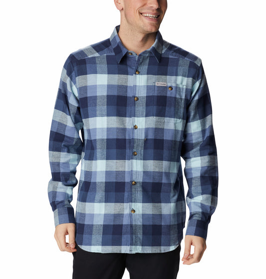 Men's | Columbia | 1617951-482 | Cornell Woods™ Flannel Long Sleeve Shirt - Big | Dark Mountain Buffalo Check