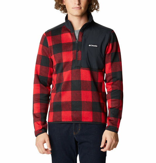 Men's | Columbia | 1955851-613 | Sweater Weather Printed Half Zip | Mountain Red Buffalo Print / Black