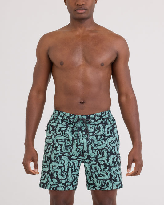 Men's | Saxx | 26S13B6 | SEA TO SHORE 2N1 VOLLEY SHORT 6" | Croc Rock / Ebony