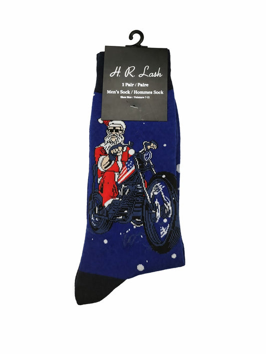 H.R. Lash | FS175 | Fun Socks | Motorcycle Santa