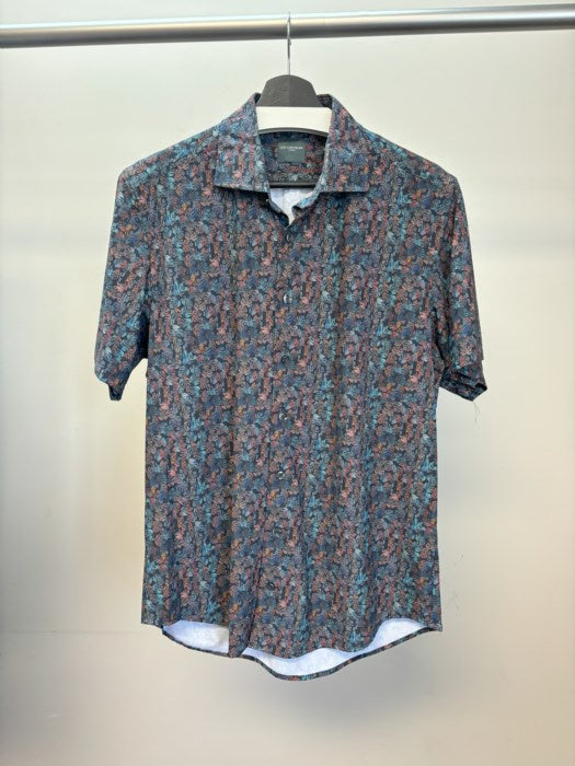 Men's | Leo Chevalier | 624331 | Stretch Knit S/S Shirt | Blue/Orange