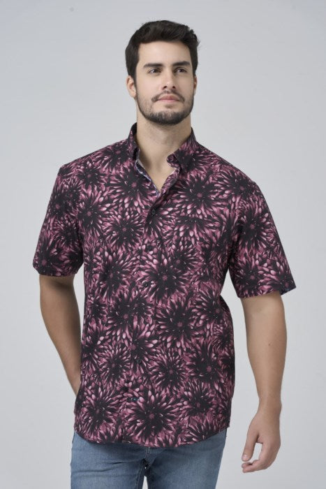 Men's | Leo Chevalier | 624361 | HBD S/S Non-Iron Sport Shirt | Red