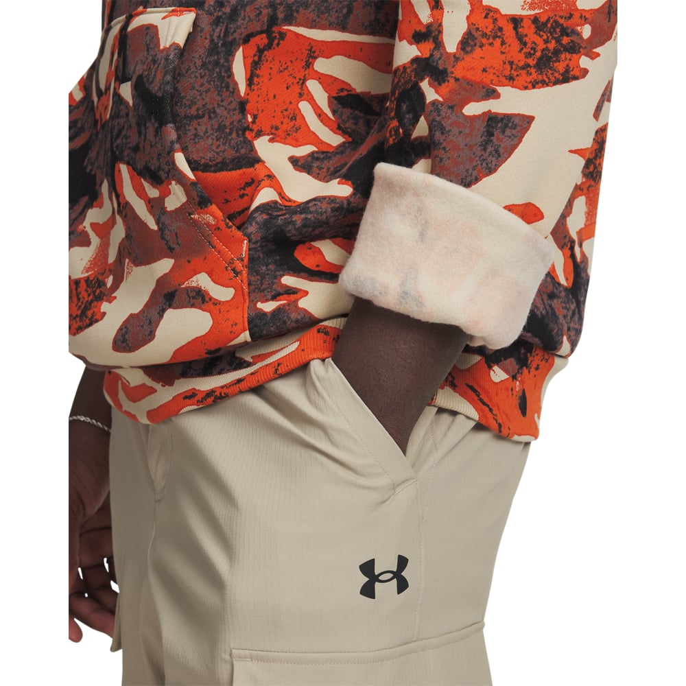 Men's | Under Armour | 6003957-844 | Rival Fleece Printed Hoodie |Orange Base / Stone