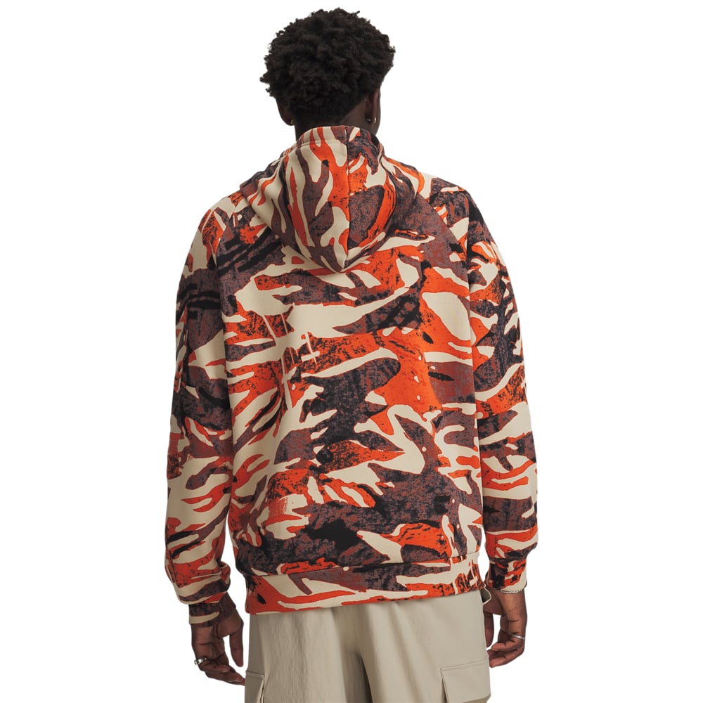 Men's | Under Armour | 6003957-844 | Rival Fleece Printed Hoodie |Orange Base / Stone