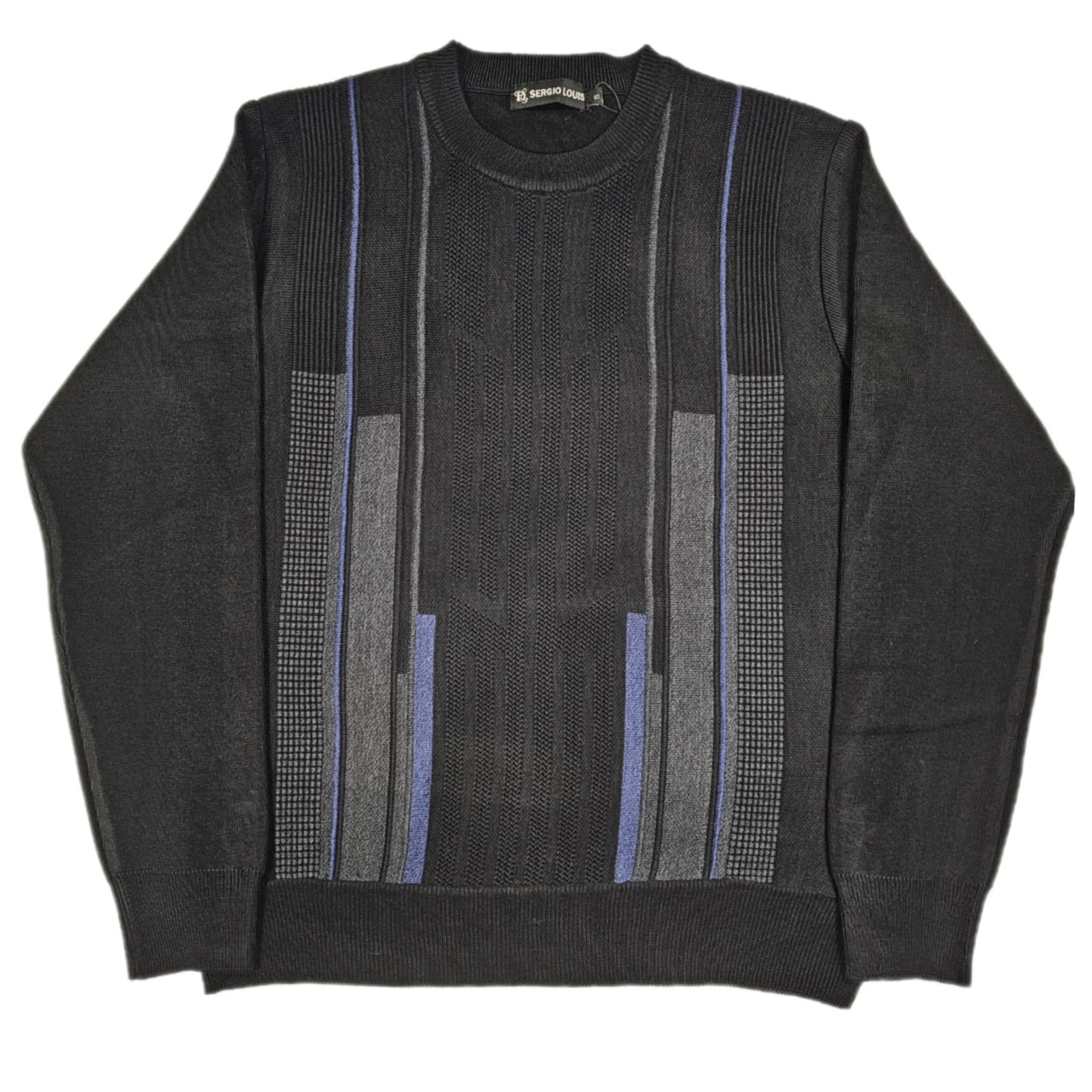 Men's | Sergio Louis | SWT-33204 | Crew Neck Sweater | Black & Blue