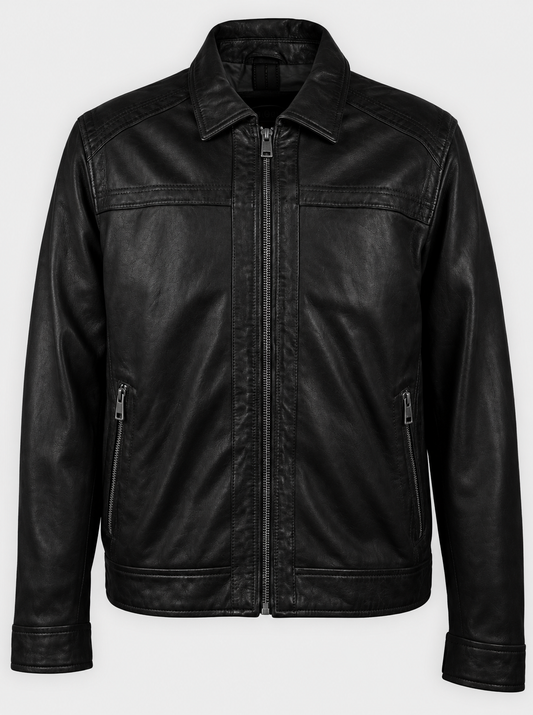 Men's | Plonge | 40521 | Leather Bomber Jacket | Black