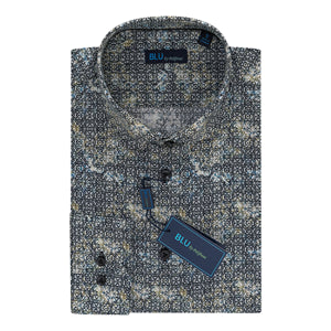 Men's | Blu by Polifroni | B2449255-99 | Sport Shirt |   Black Geo Multi
