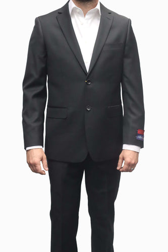 MANTONI | M40901-1 | 2 Button Side Vented Wool Suit Jacket | Black