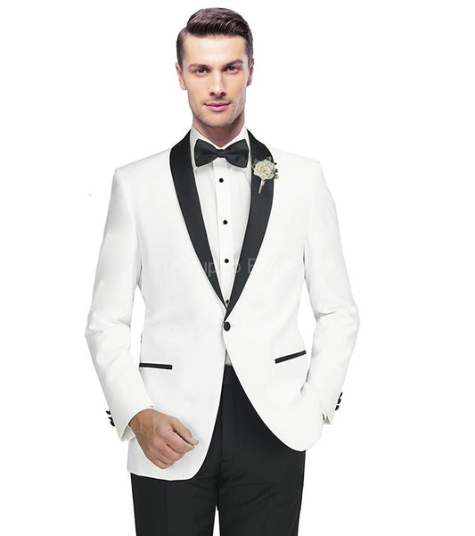 Men's | Giorgio Fiorelli | G47815-5A | 1 Button Side Vented Poly-Rayon Shawl Collar Tuxedo Set | Snow White