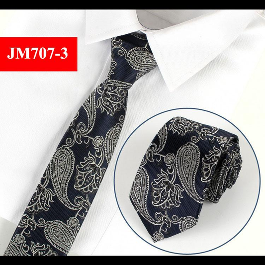 Men's | H. R. Lash Tie | JM707-3 | Navy/Silver Paisley