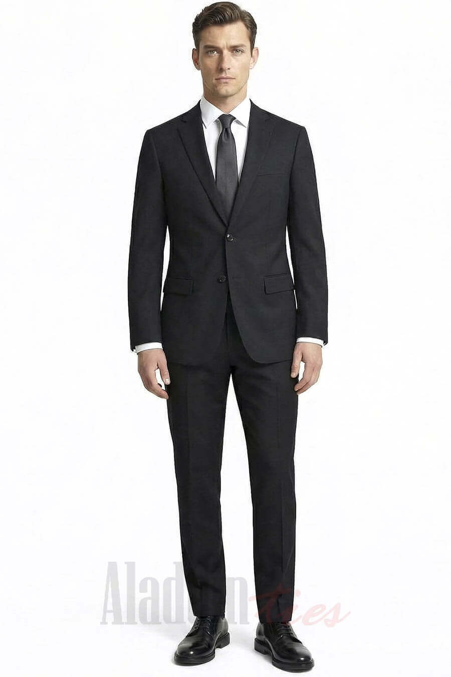 MANTONI | M40901-1 | 2 Button Side Vented Wool Suit Jacket | Black