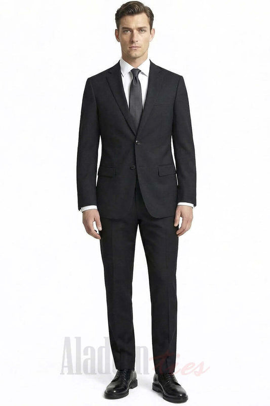 MANTONI | M40901-1 | 2 Button Side Vented Wool Suit Jacket | Black
