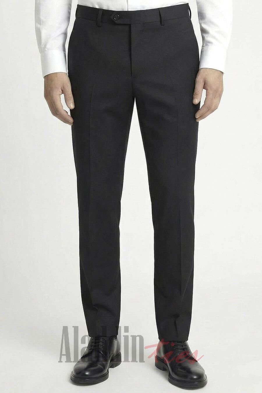 MANTONI | M40901-1 | SLIM No Pleat Wool Suit Pant | Black