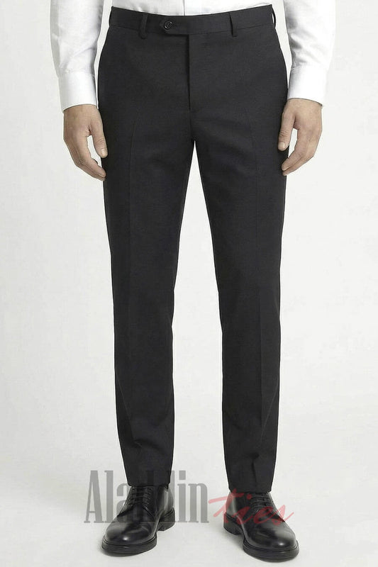 MANTONI | M40901-1 | SLIM No Pleat Wool Suit Pant | Black