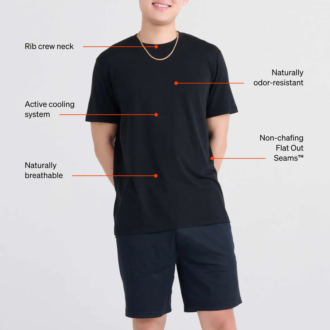 Men's | Saxx | SXTS82 | Drop Temp Cooling Cotton Crew Neck Short Sleeve | Black