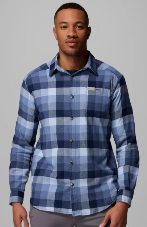 Men's | Columbia | 1617951-471 | Cornell Woods™ Flannel Long Sleeve Shirt | Coll Navy Multi Buffalo Check