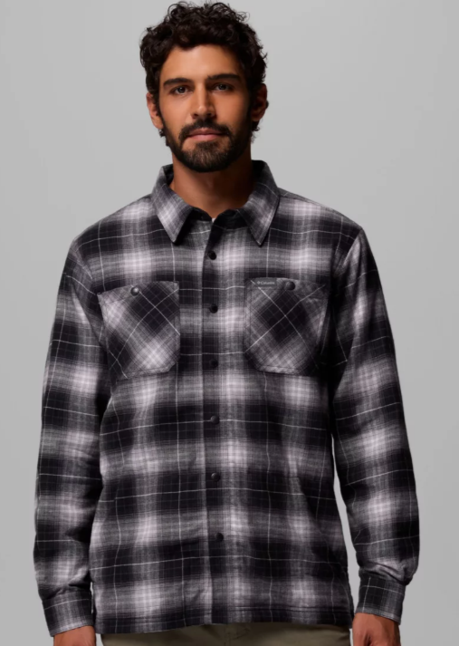 Men's | Columbia | 2053961-011 | Cornell Woods™ Fleece Lined Shirt Jacket | Black Lumberjack Tartan