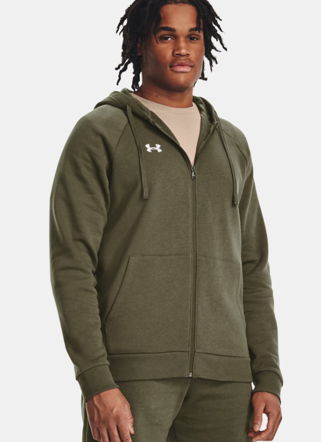 Men's | Under Armour | 1379767-390 | Rival Fleece Full-Zip Hoodie | Marine OD Green / White