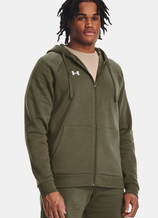 Men's | Under Armour | 1379767-390 | Rival Fleece Full-Zip Hoodie | Marine OD Green / White