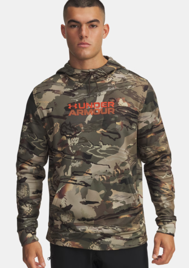 Men's | Under Armour | 6004150-301 | Expanse Armour Fleece® Camo Hoodie | Forest Green / UA Forest All Season Camo / Surplus Orange