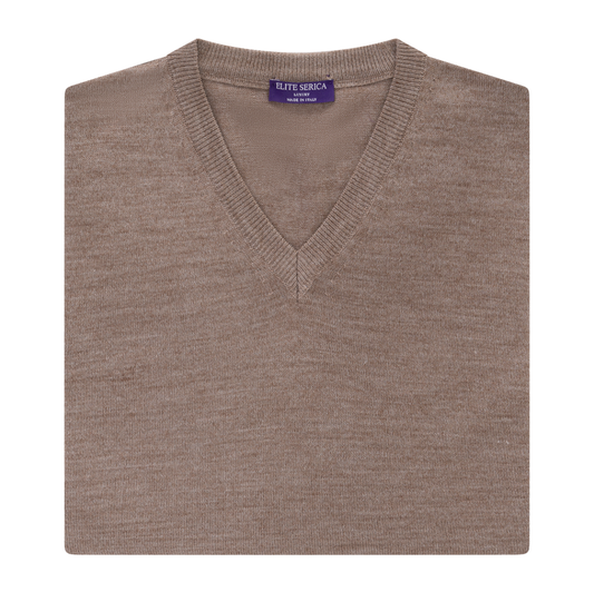 Men's | Elite Serica | ESW100V | V-Neck Dress Sweater | Beige
