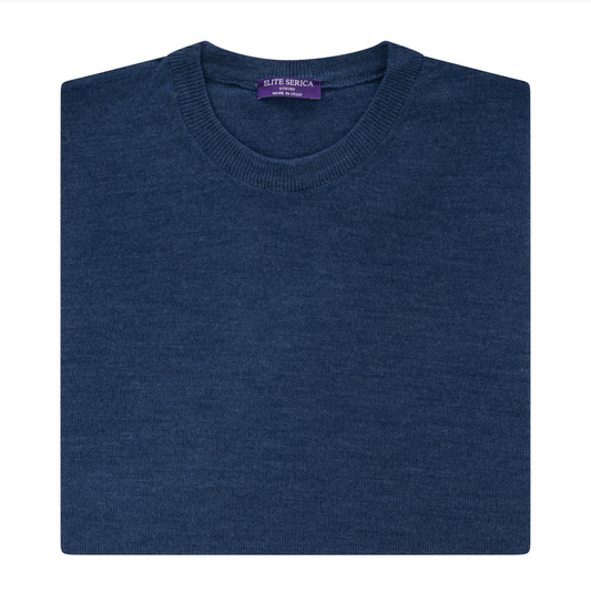 Men's | Elite Serica | ESW100C | Crew Neck Dress Sweater | Mid Blue
