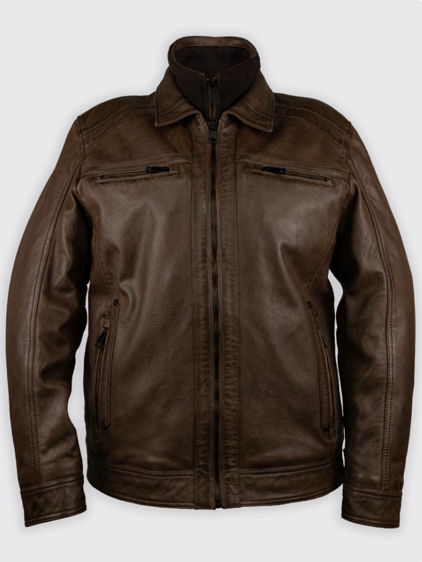 Men's | Plonge | 40583 | Leather Jacket | Distressed Brown